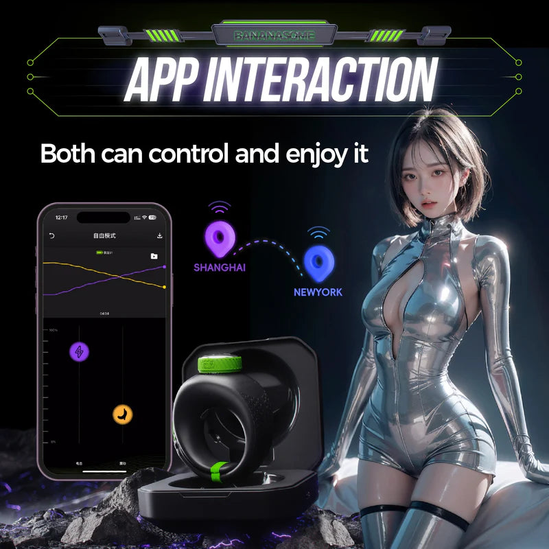 App-Controlled Electro-Stim Vibrating Penis Ring with Adjustable Fit