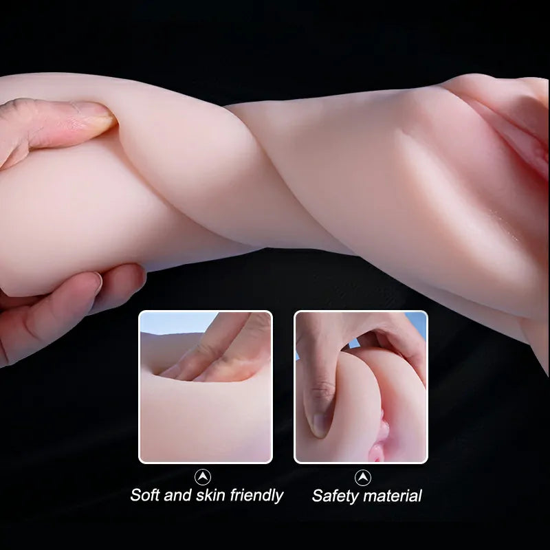 Compact 2.2LB TPE Pocket Pussy Toy for Men with Realistic Dual Channel Design and Soft Skinlike Texture