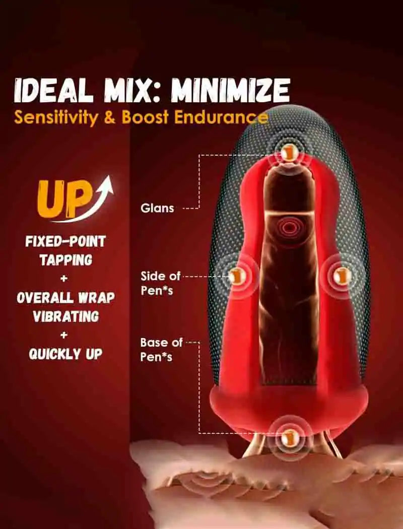 Deep Throat Male Masturbator with 360° Wrap Tapping Vibration and LCD APP Control MT-XV5