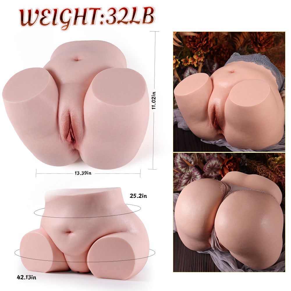 Evelyn 32 lb Full Liquid Silicone Hip Sex Torso with Realistic Skin Texture and Dual Entries