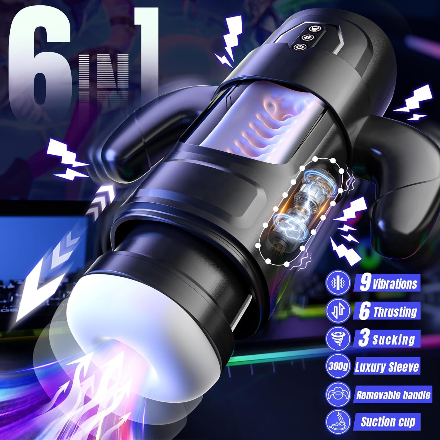 Hot Hands-Free Male Masturbator 6 Thrusting Modes And 3 Sucting Modes
