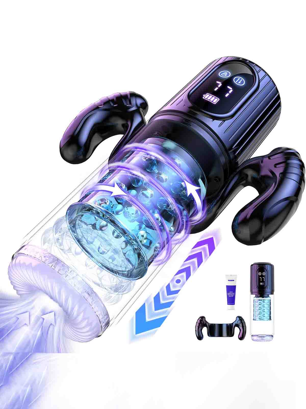 Hands Free Male Masturbator with Automatic Thrusting Rotating and Suction Functions for Intense Stimulation