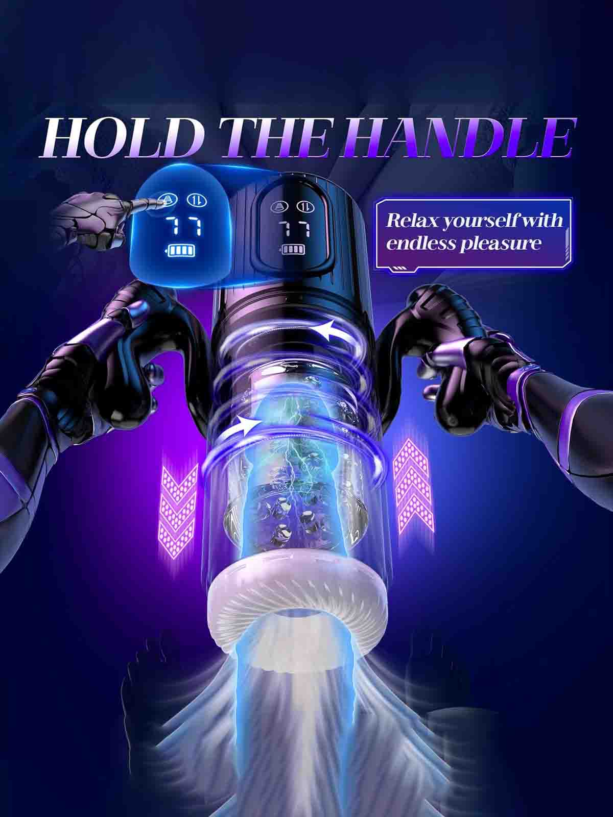 Hands Free Male Masturbator with Automatic Thrusting Rotating and Suction Functions for Intense Stimulation
