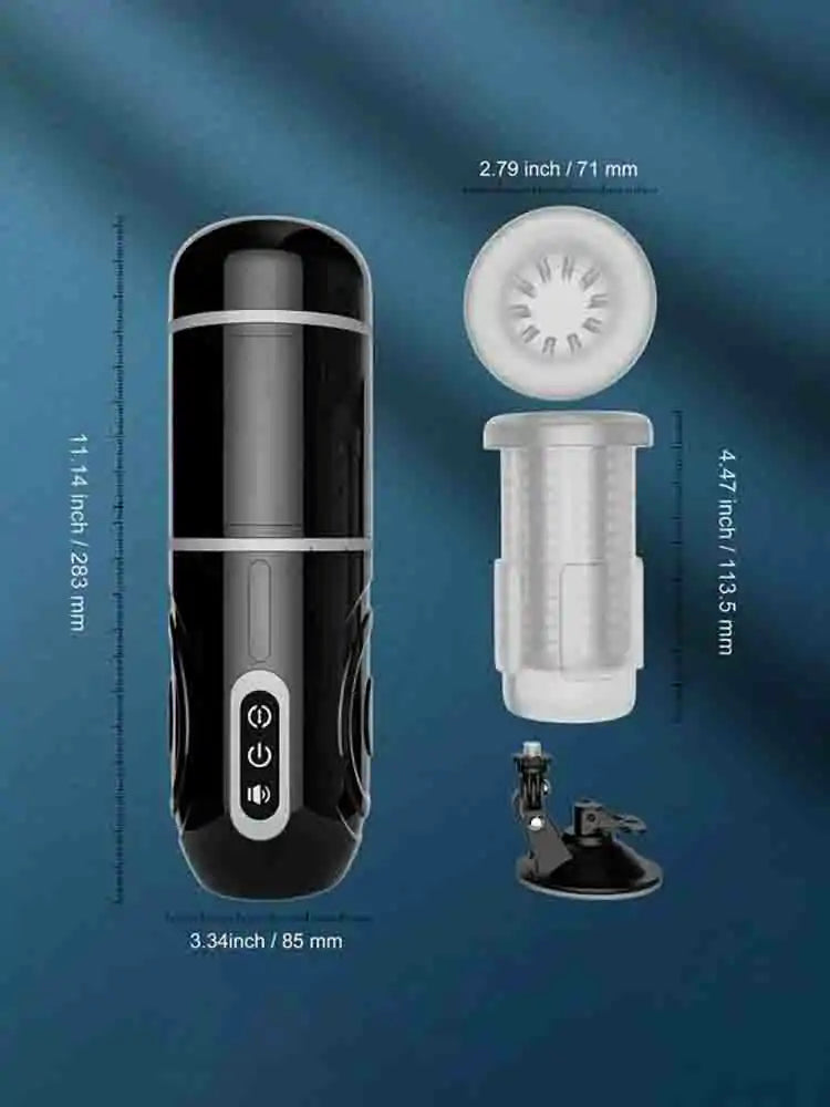 Hands Free Thrusting and Rotating Male Masturbator with Locking Suction Base