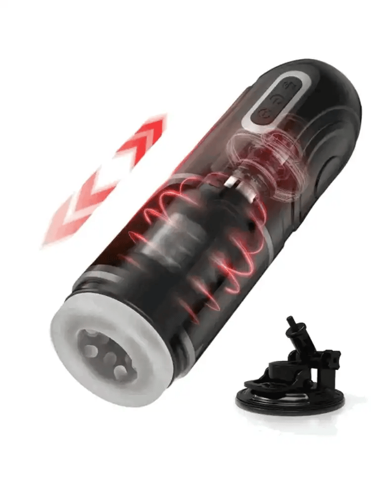 Hands Free Thrusting and Rotating Male Masturbator with Locking Suction Base