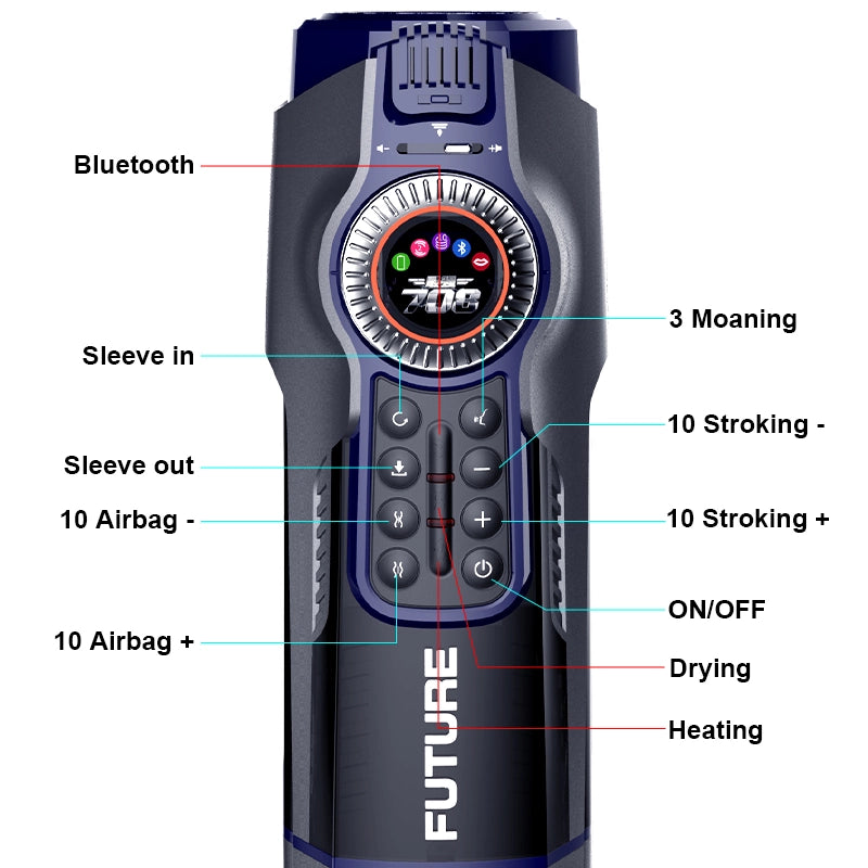 High Speed Automatic Telescoping Luxury Male Stroker With Bluetooth Heating Moaning Function