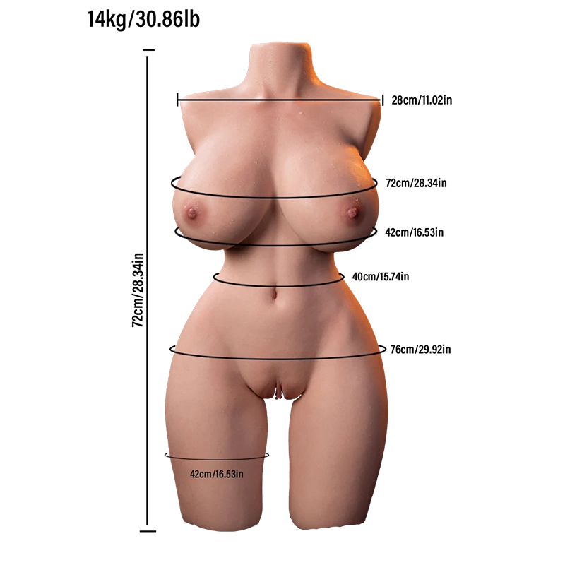 Mabel: 30.9LB Silicone Sex Doll Torso with Soft Gel Breasts