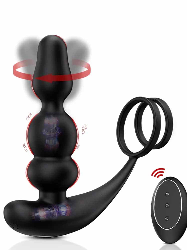Wearable Remote Control Beads Prostate Massager 9 Rotating Vibrating  MT14