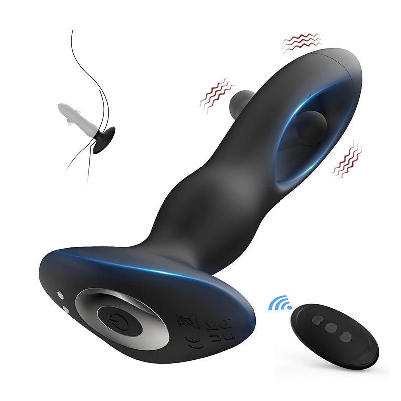 Prostate Massager 10 Flapping Vibrating Remote Control Anal Plug MT4