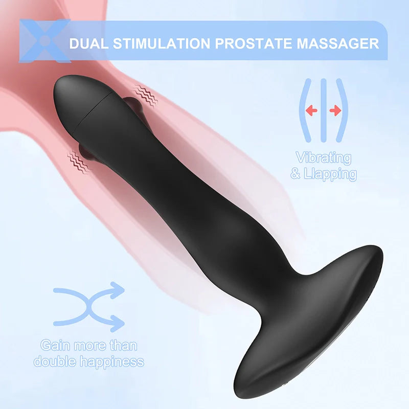 Prostate Massager 10 Flapping Vibrating Remote Control Anal Plug MT4