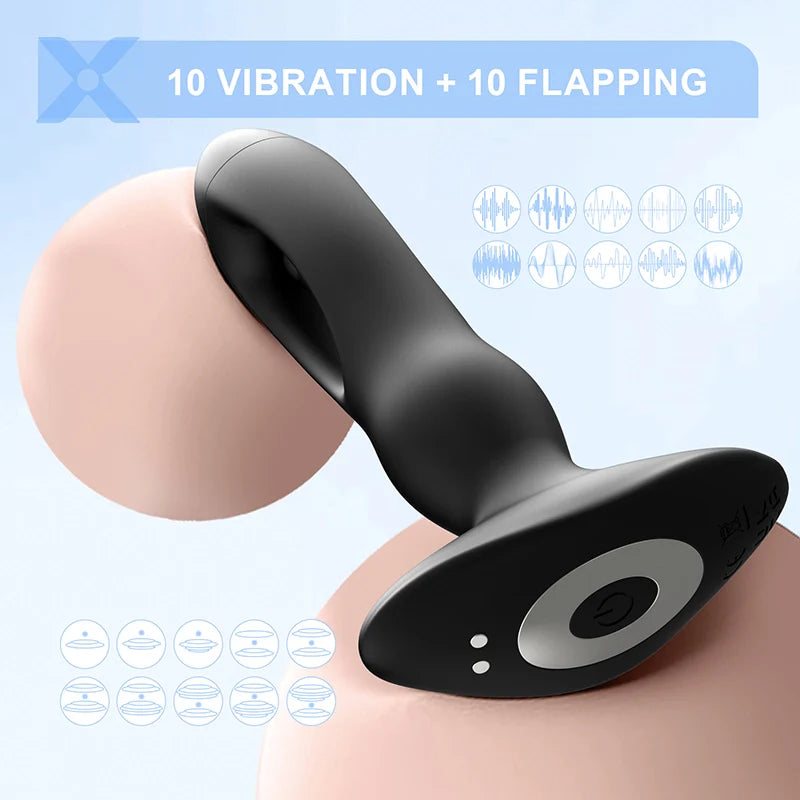 Prostate Massager 10 Flapping Vibrating Remote Control Anal Plug MT4