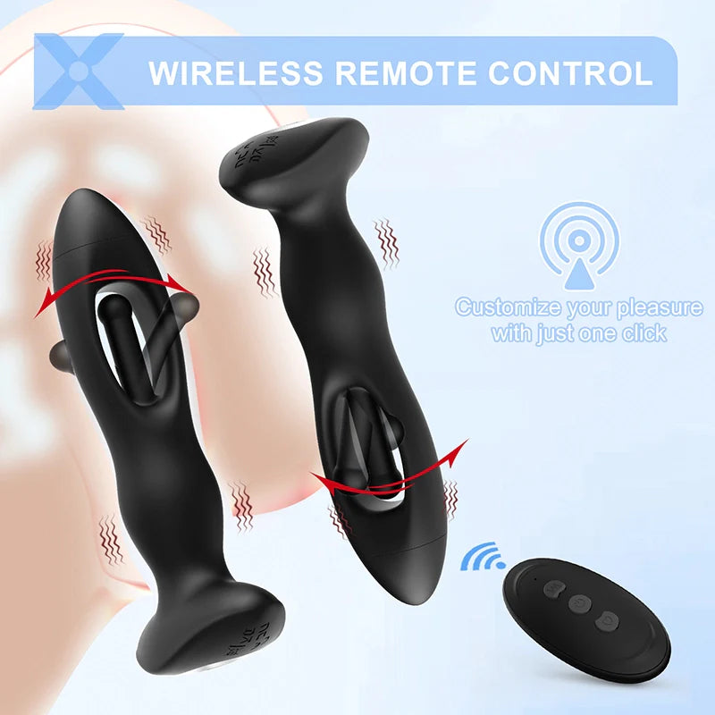 Prostate Massager 10 Flapping Vibrating Remote Control Anal Plug MT4