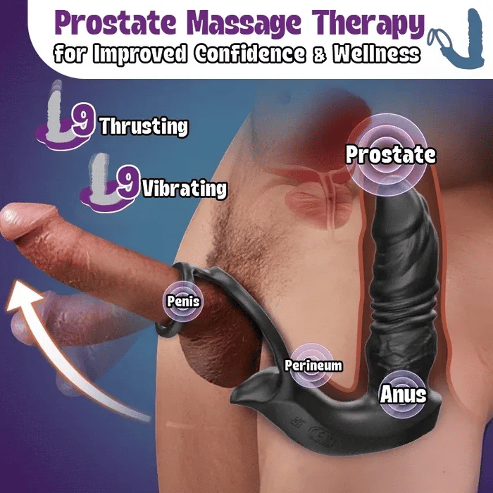 PM7: 9 Thrust & Vibration Powerful Prostate Massager with Locking Ring