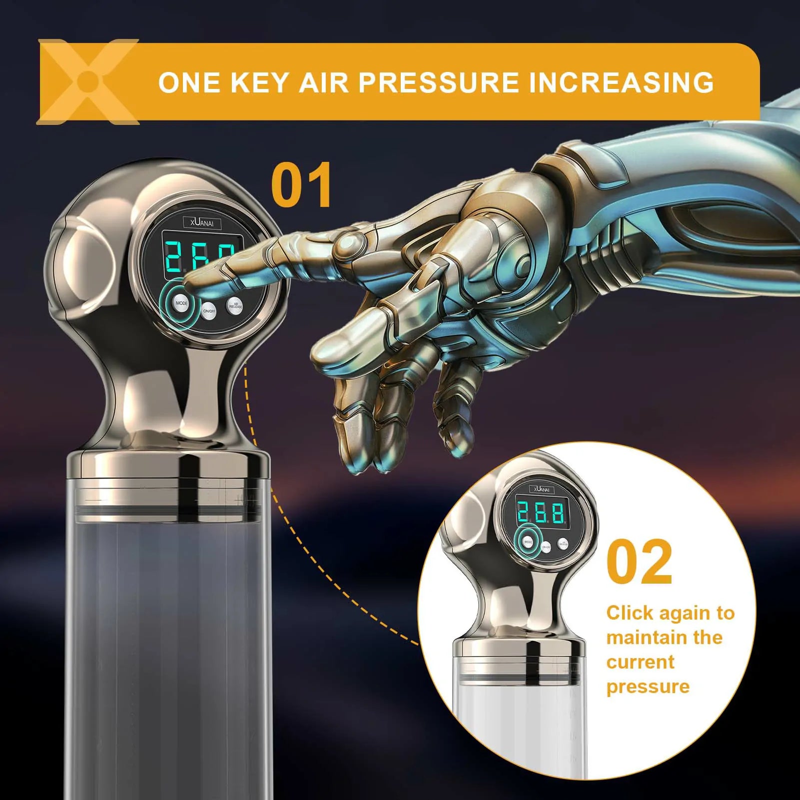 XP15: Large-Size Electric Vacuum Pump with LED Display and One-Touch Air Release