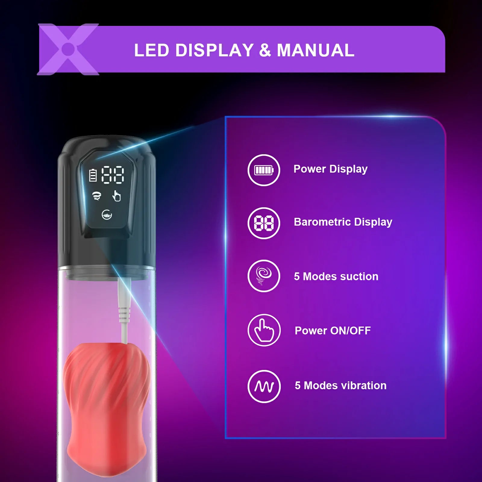 Multi-Frequency Vibration Electric Water Penis Pump With 2 Silicone Sleeves