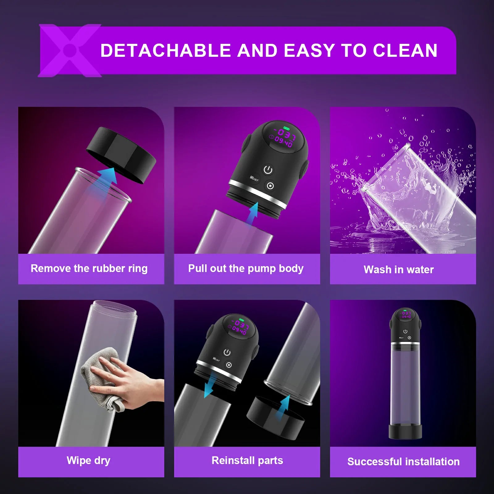 Luxury Vacuum Penis Pump 4 Suction Digital Display One Key Release