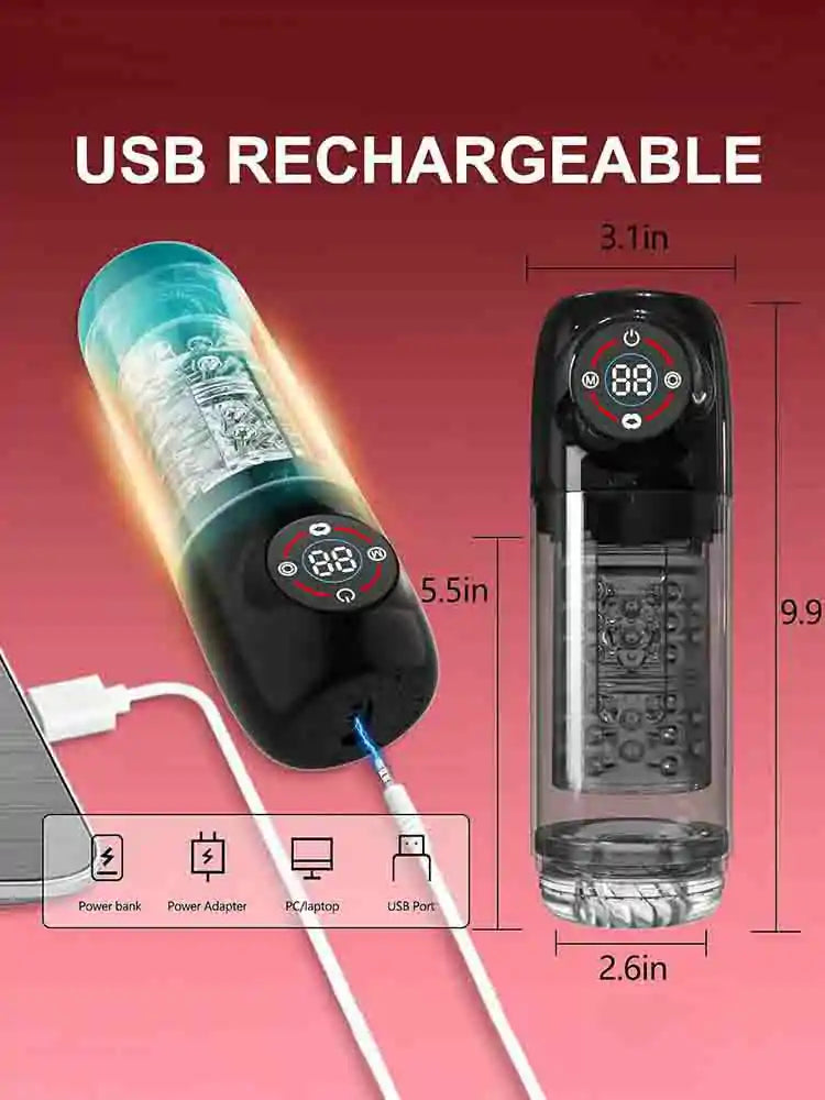 Automatic Male Masturbator with 7 Suction Modes 7 Rotation LCD Display