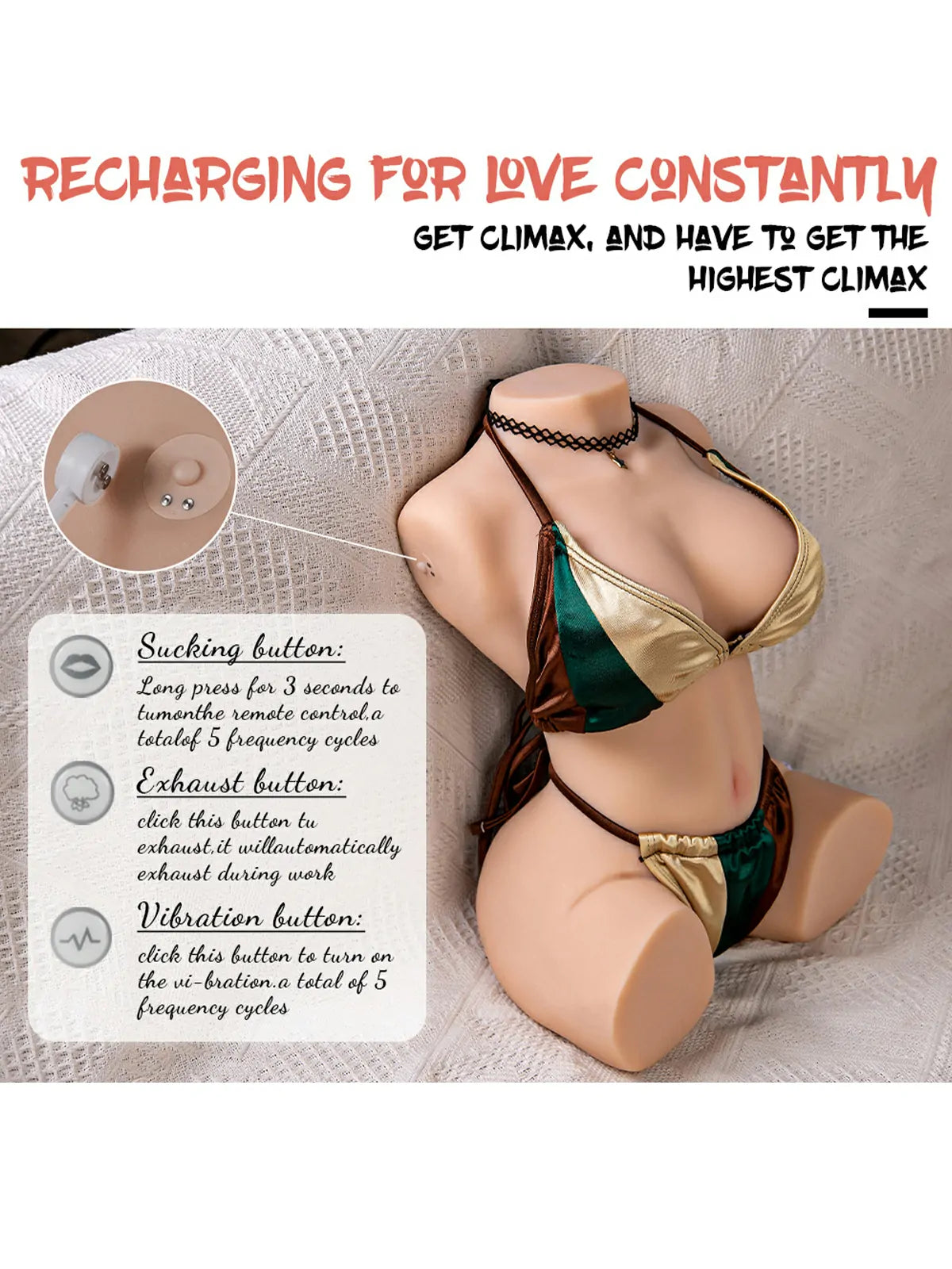 Emma-14lb Realistic Sucking & Vibrating Male Silicone Torso Sex Doll