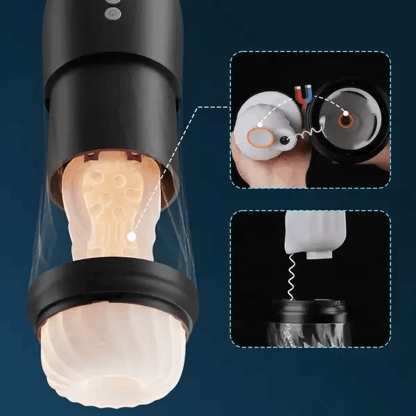 XT3: Quiet Thrusting Masturbator 3 Rotating 5 Thrusting 5 Vibrating Heating Male Stroker