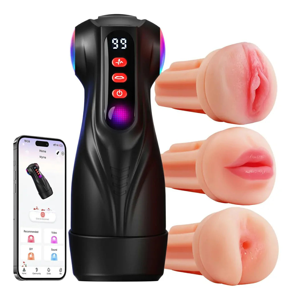 XS10 App Male Masturbator 9 Suction & Vibration 3 Sleeves  Oral Sex Simulator