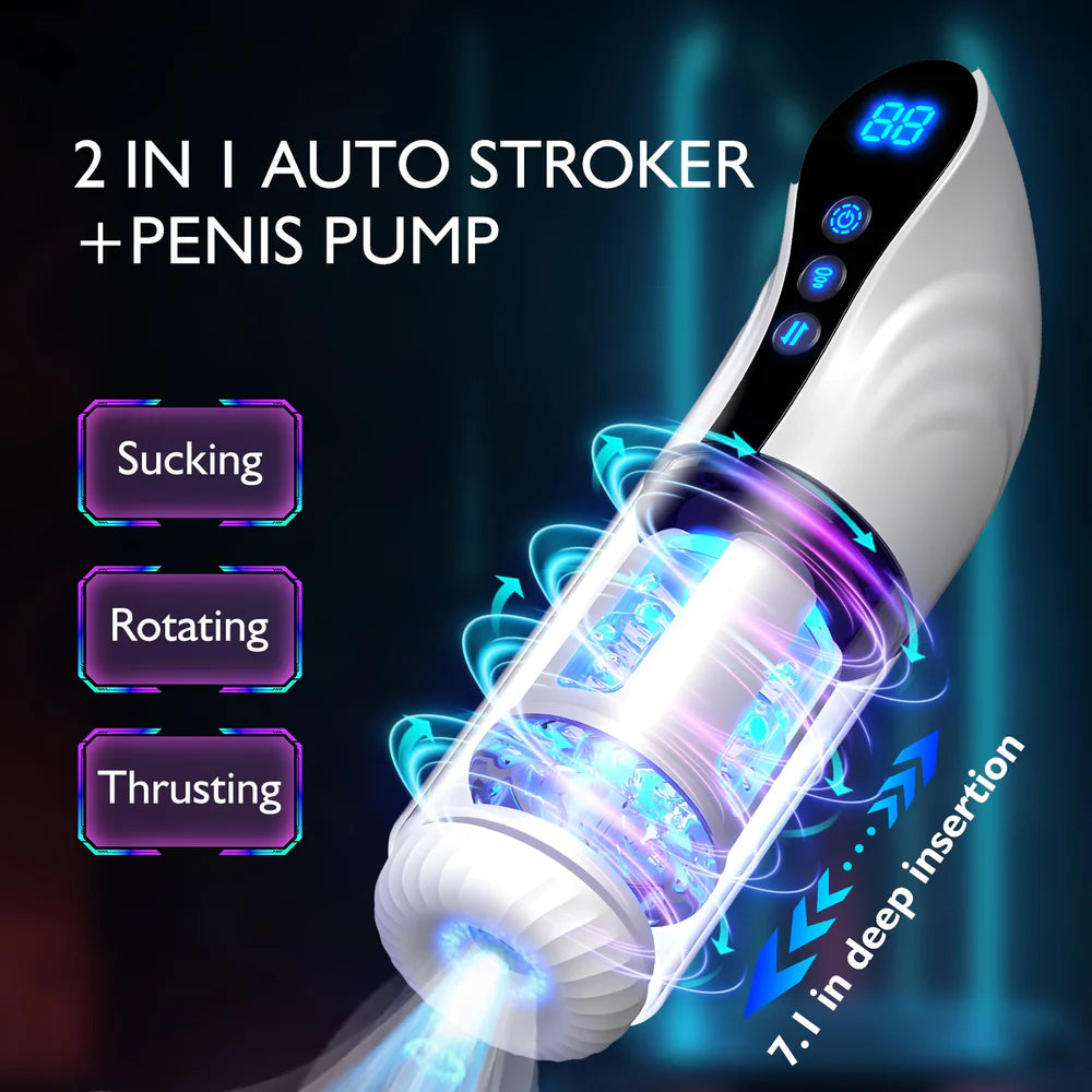 Automatic Stroker 9 Sucking Rotating Thrust Deep Insertion Transparent Body