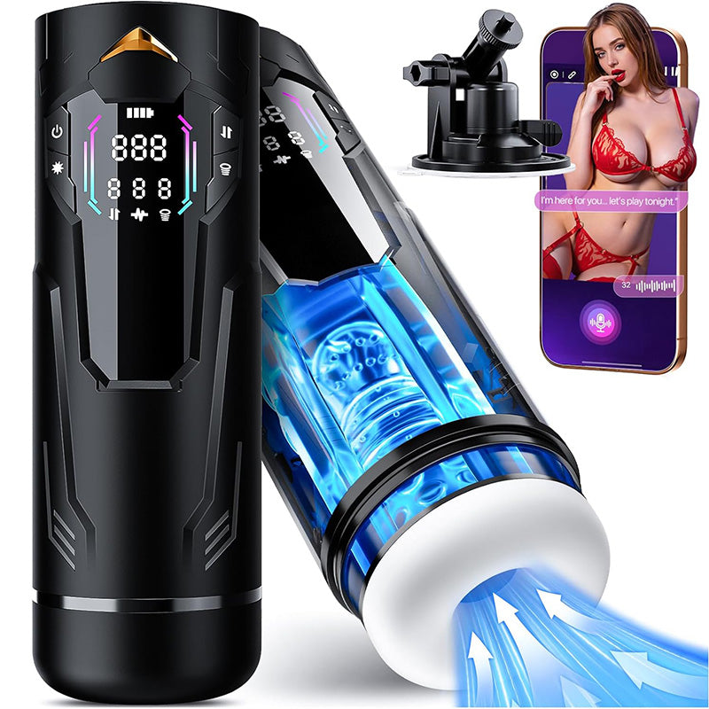 XT4: Smart Electric Masturbator with Hands-Free, Squeeze, Sucking, Piston, Vibration, and App Interaction Features