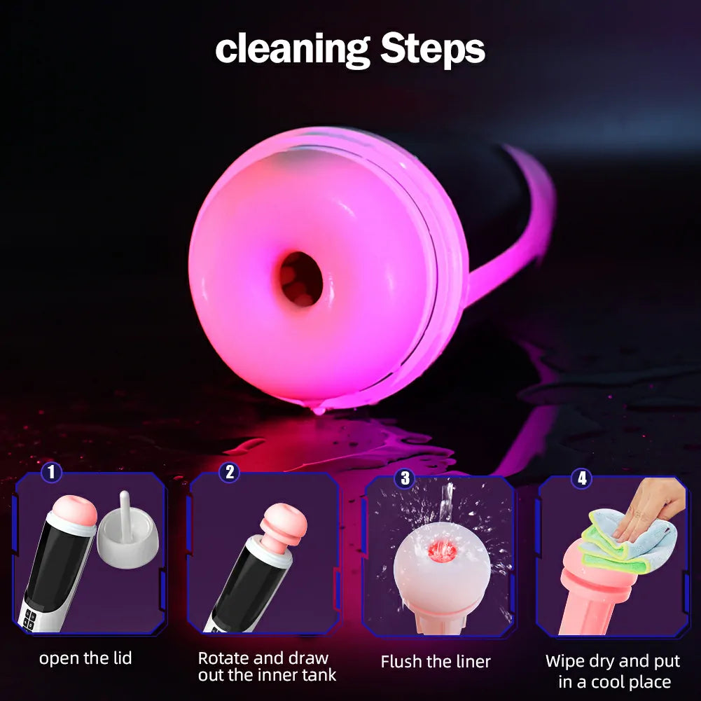 Large size 6-in-1 High-Suction Male Stroker with Warming Base & Adjustable Mount