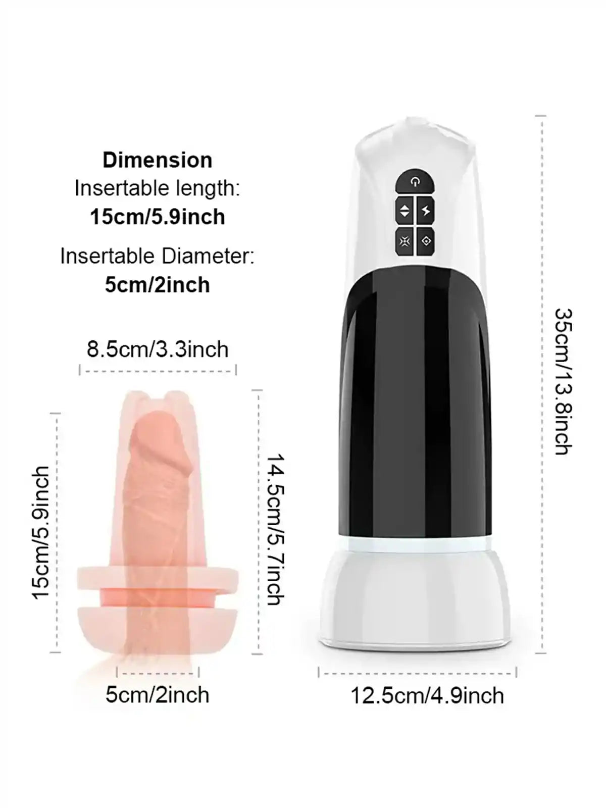 Large size 6-in-1 High-Suction Male Stroker with Warming Base & Adjustable Mount