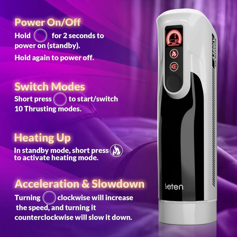 Leten A380 IV Heating Male Masturabtor Up To 370 Strokes/Min 10thrusting & Rockin