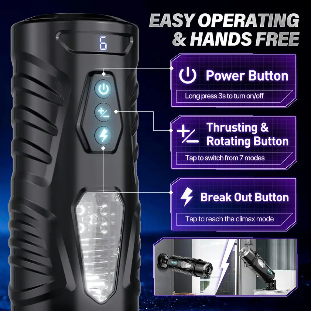 Xt34 Hands-Free Automatic Male Masturbator With 7 Thrusting & Vibration
