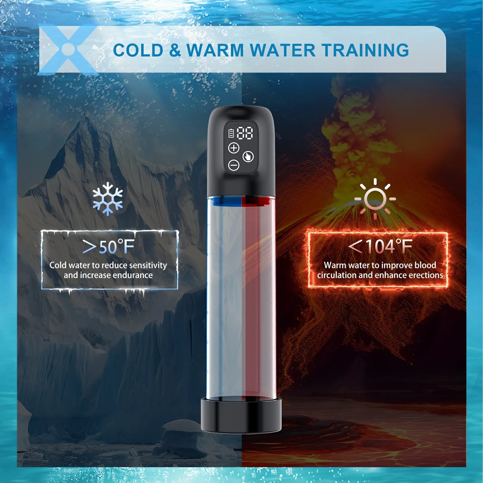 Electric Water Penis Pump Digital Display Easy Use & Clean