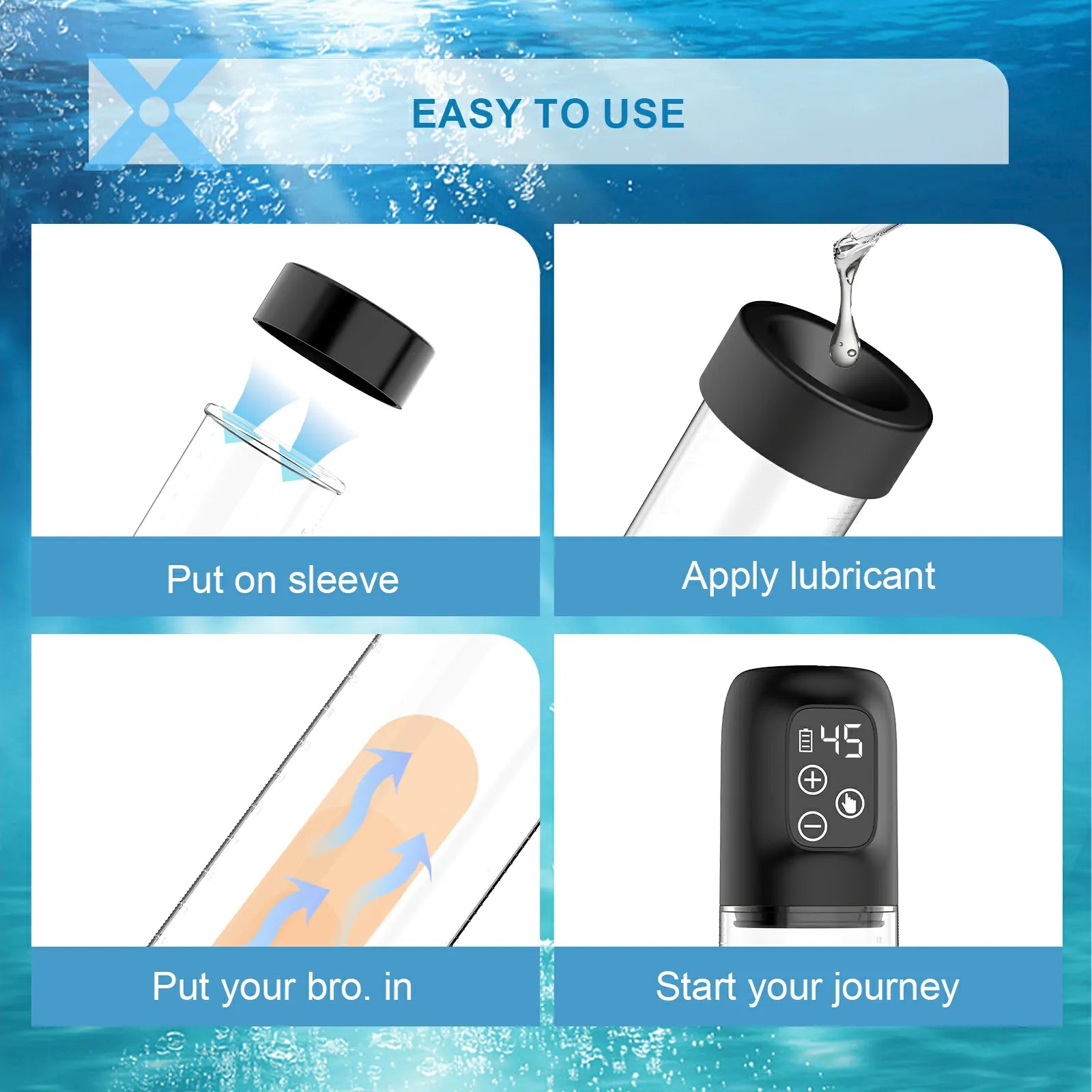 Electric Water Penis Pump Digital Display Easy Use & Clean
