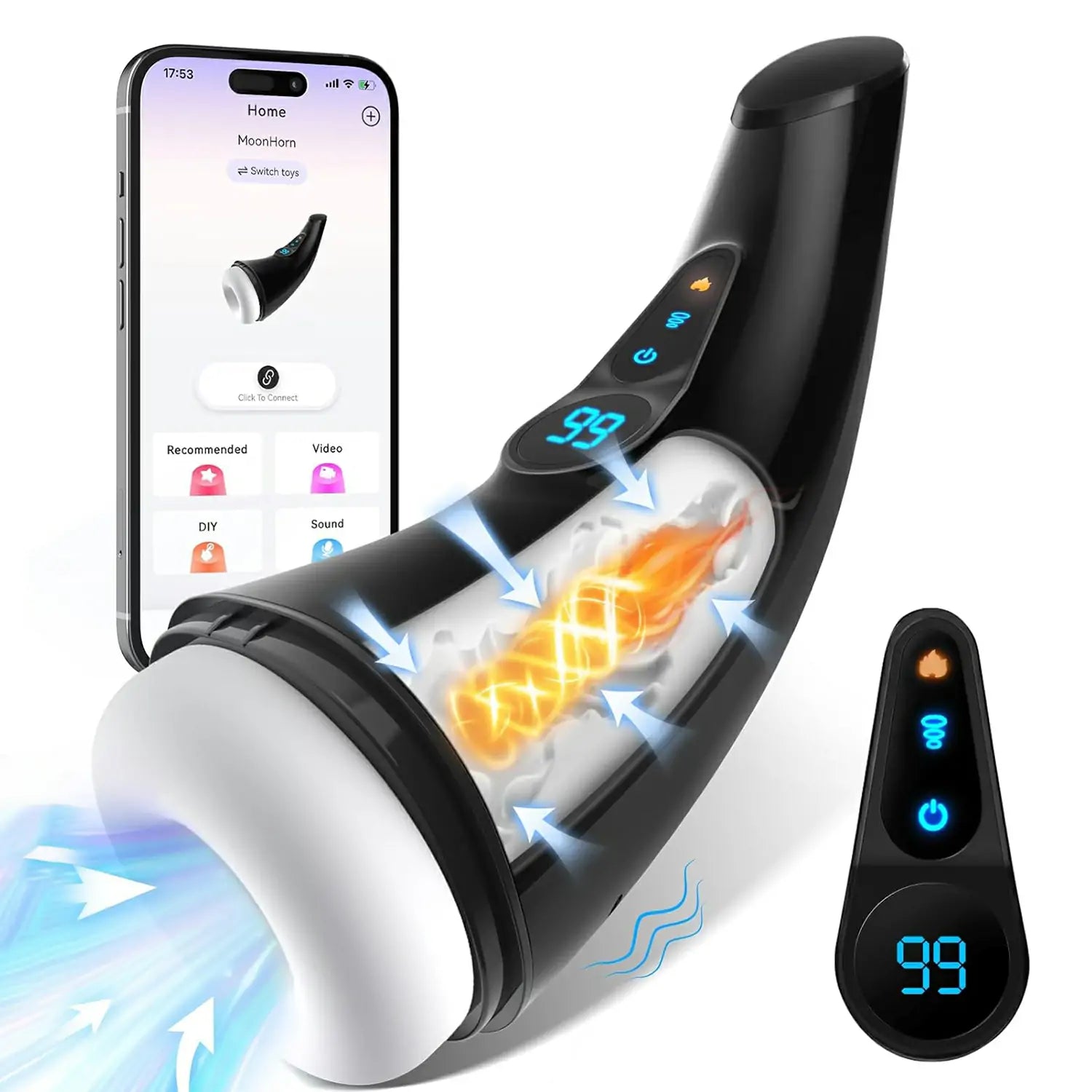 XS18 APP-Controlled Male Masturbator with Heating & LCD, 9 Suction & Vibration Modes