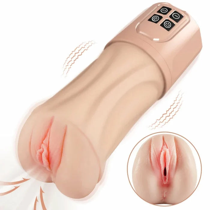 XV7: Case-Free Squeezable Pocket Pussy with 5 Suction & 10 Vibration Modes
