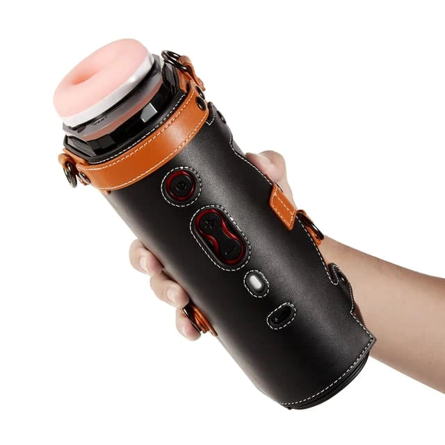 XT2-Pro: Wearable Hands-Free Thrusting Stroker with Leather Harness & 10 Modes