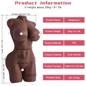 Kiara-61.7LB Lifelike Full Size Black Sex Toy Torso